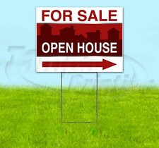 FOR SALE OPEN HOUSE ARROW 18x24 Yard Sign WITH STAKE Bandit REAL ESTATE REALTOR