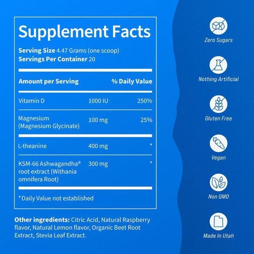 Supercalm Powdered Drink Mix Supplements Relaxation & Focus No Sugar Hot D9 - Picture 9 of 17