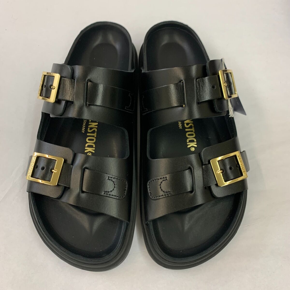 Birkenstock New w/o Box St Barths Black Leather Exquisite Birkenstock New w/o Box St Barths Black Leather Exquisite