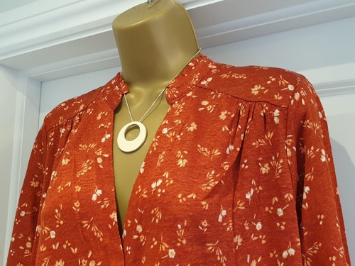 MONSOON LADIES RED FLORAL LINEN SHIRT BLOUSE TOP SIZE XL 18 - 20 NEW WITH TAGS - Picture 4 of 9