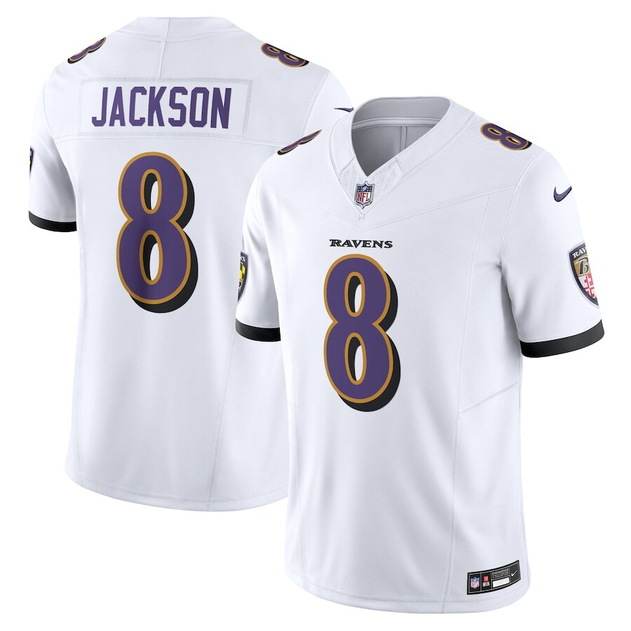 Baltimore Ravens Lamar Jackson #8 Nike White NFL Vapor F.U.S.E.
