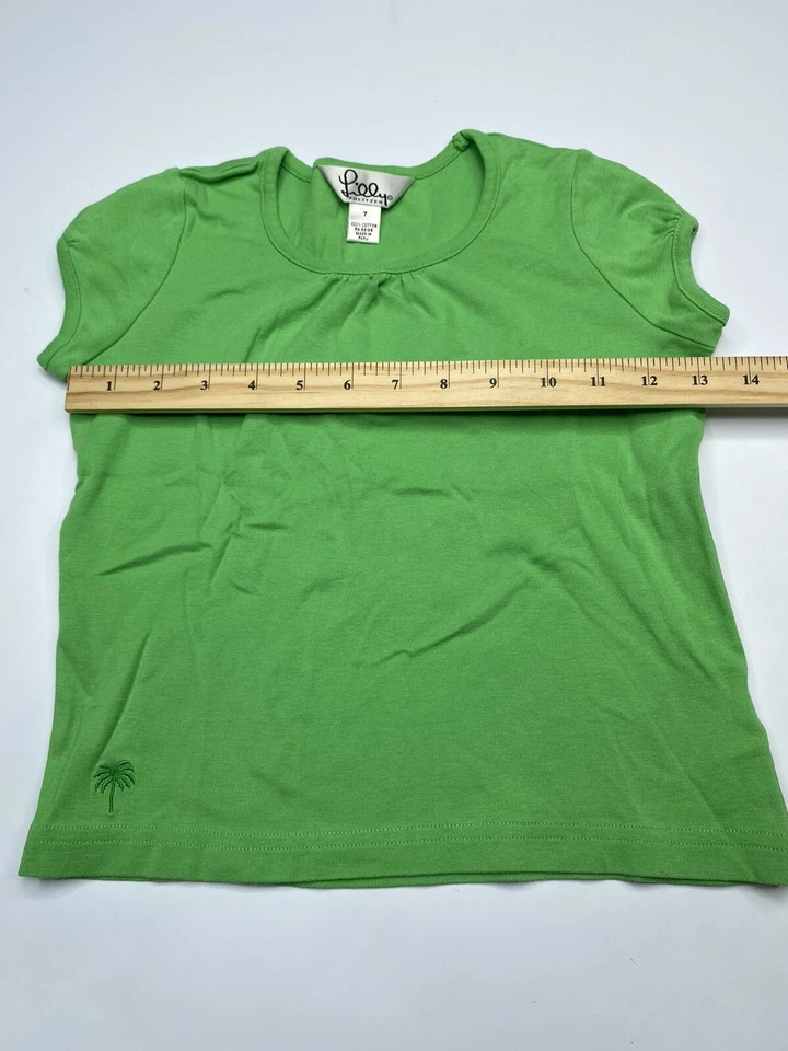 Lilly Pulitzer Girls Pullover T-shirt Short Sleeve Crew Neck Sz 7 Green VTG - Image 4 of 4