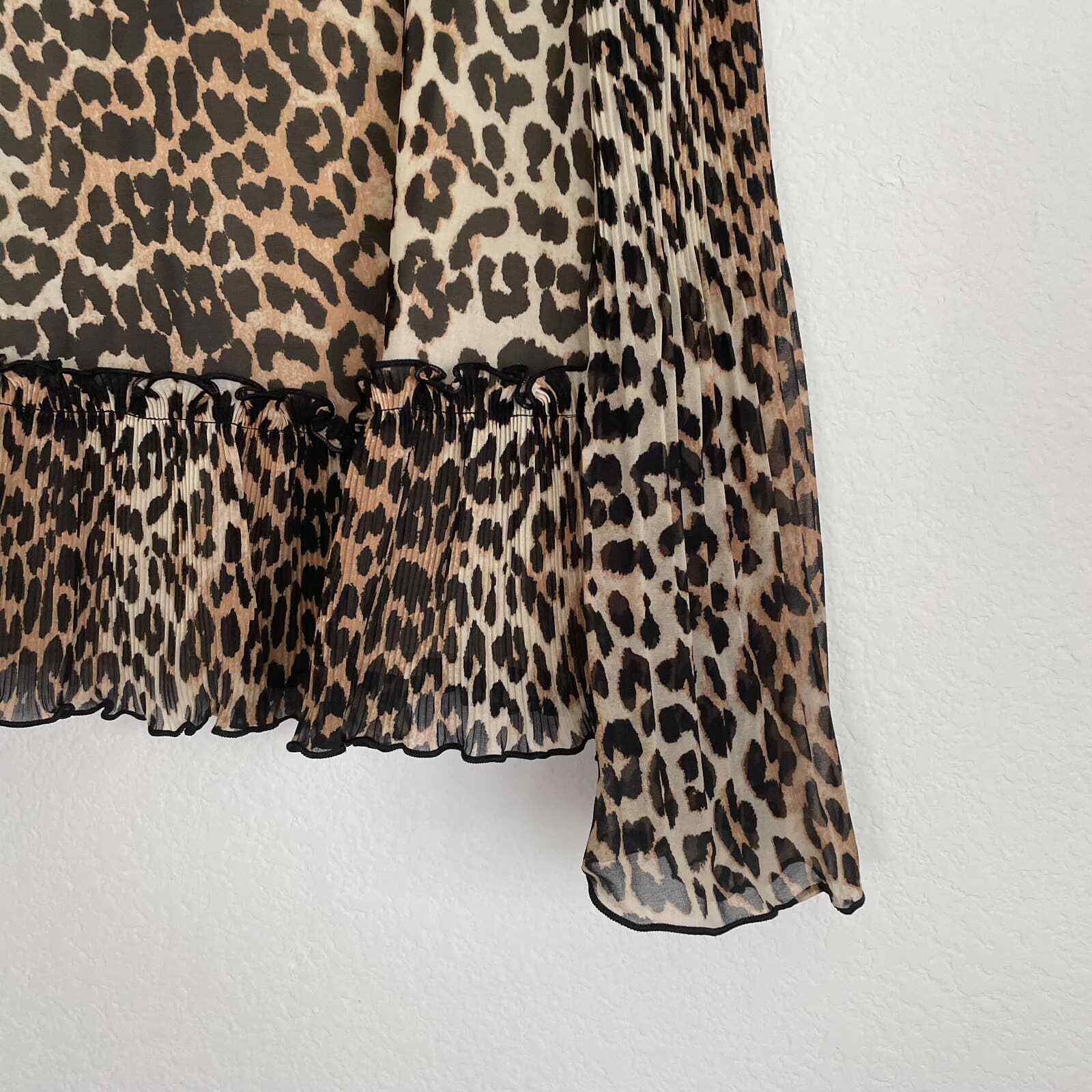 GANNI Cheetah Leopard Print Long Sleeve Chiffon T… - image 10