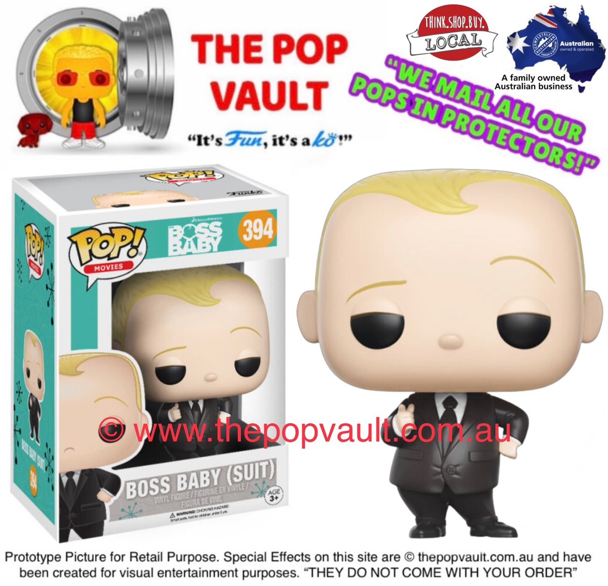 FUNKO POP VINYL MOVIES THE BOSS BABY #394 BOSS BABY SUIT BNIB