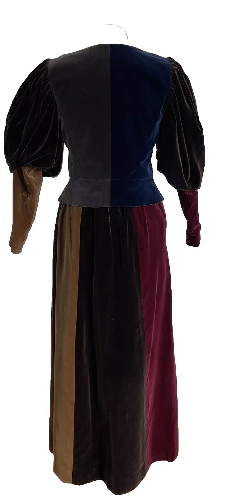 TUTA YVES SAINT LAURENT VELLUTO ANNI 70 TOP MANICA MONTONE E MAXI GONNA TAGLIA S