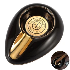 Portable Ceramic 1CT Slot Cigar Ashtray Small Cigarette Ash Holder Black Outdoor