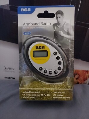RCA AM/FM Armband Radio Black Model Digital Tuner W/ LCD New & Sealed ...
