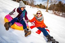 BigMouth Inflatable Strawberry Frosted Donut Snow Tube with Easy Grip
