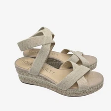 Sole Society So-Carmelina Cream Wedge Sandals Size 8.5