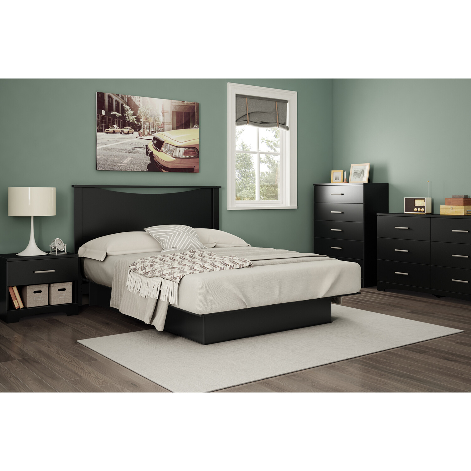 South Shore Gramercy Full/Queen Platform Bed (54/60'') with Drawers