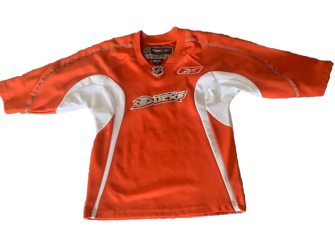 NHL Anaheim Ducks Hockey Reebok Orange Jersey YOUTH Sz Small