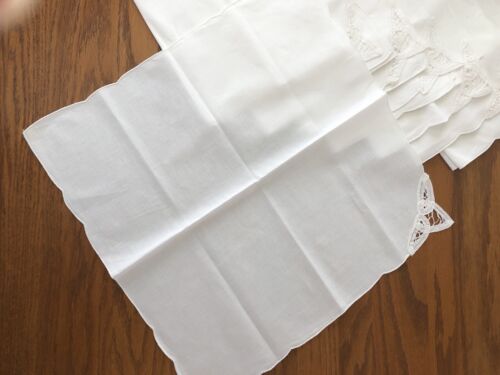 8 Unbranded 16” Sq White Linen Blend Lace Trimmed Napkins NWOT - Picture 5 of 5