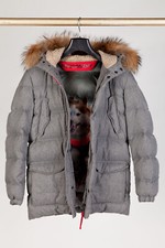 Piumino parka Freedomday da ragazzo, con cappuccio, col. grigio, taglia 12 anni.