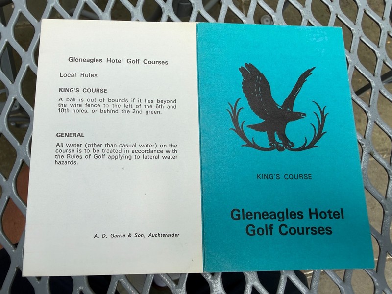 GLENEAGLES SCOTLAND KING'S COURSE GOLF SCORECARD-VINTAGE 1970's