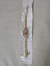 Bracelet Pulsera Virgen de Guadalupe Virgen Mary Laminado Oro gold plated NEW