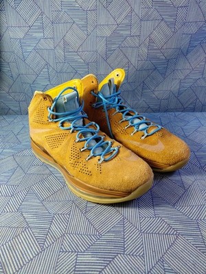 Nike Air Lebron X 10 EXT Hazelnut Suede Blue Sneakers Men's Size 12 607078-200 