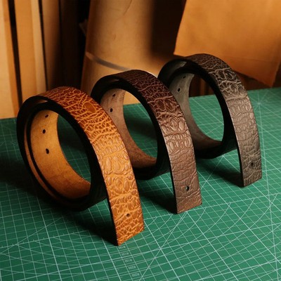 Crocodile Pattern Embossed Genuine Cowhide Leather Belt Strap 38mm DIY Supply