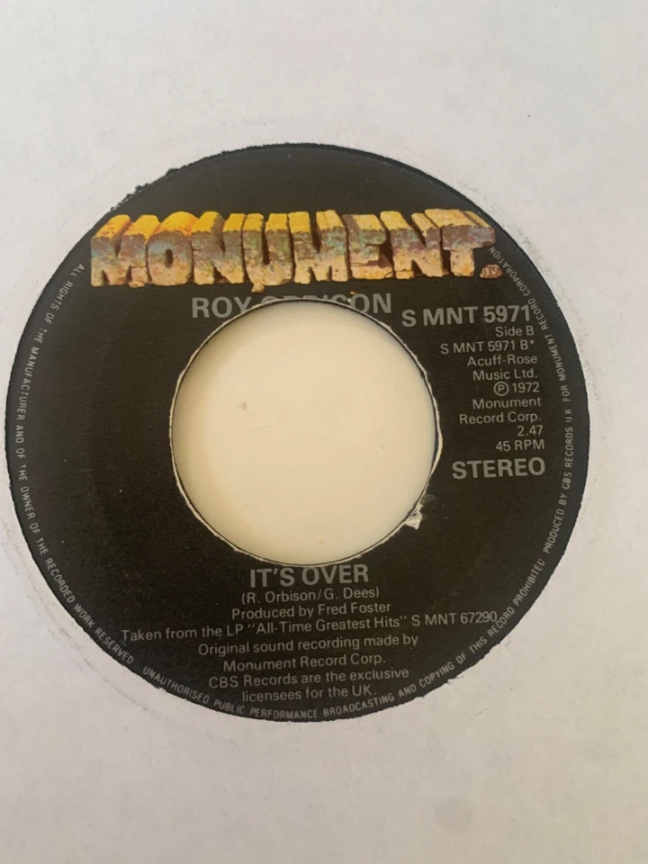 ROY ORBISON - OH PRETTY WOMAN / IT'S OVER U.S. IMPORT VINYL 7" SINGLE - Image 2 of 2