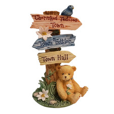 Cherished Teddies CRT109 Bear with Town Signs Tree 1995 Priscilla Hillman Enesco