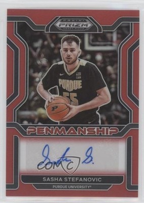 2022 Prizm Draft Picks College Penmanship Red 73/199 Sasha Stefanovic Auto 4z8