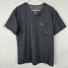Figs Technical Collection V-Neck Scrubs Top Shirt Mens Size Medium Gray SS EUC