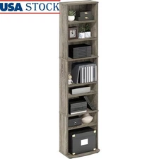 8-Shelf Adjustable Wood Storage Unit Heavy Duty Space Saving Organizer Home New