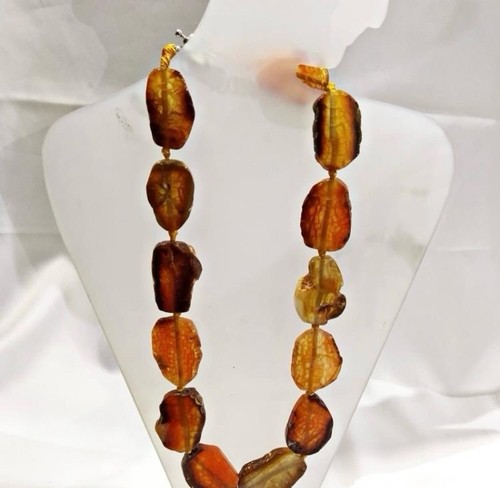 Collana donna pietre dure naturali Ambra e chiusura grande