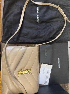 Authentic YSL Saint Laurent Toy Loulou Bag Dark Beige Gold HW - Excellent + Box