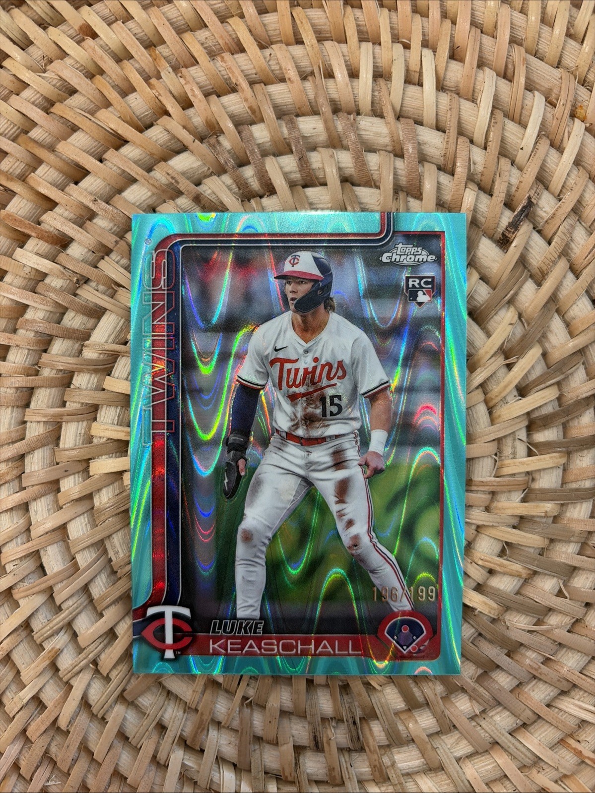 Luke Keaschall 2025 Topps Chrome Update #USC106 Aqua RayWave Refractor RC /199