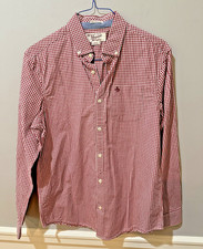 Original Penguin Heritage Slim Fit Checked Shirt Men M Red Burgundy L/S