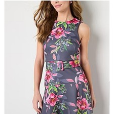 Melonie Floral Maxi Dress Grape Pink Multi Social Navy Sleeveless Belted Size 10