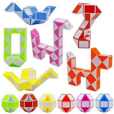 12 Pack 24 Blocks Mini Fidget Snake Cube Mini Twist Puzzle Cubes Magic Speed ...