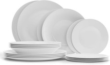 Servizio di Piatti da Tavola 18 Pezzi modello White Moon Colore Bianco