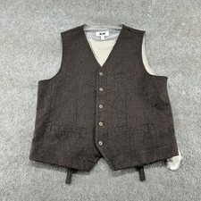 Joseph Abboud Vest Mens XL Brown Lined Button Up Tweed Suit Waistcoat Gilet Wool