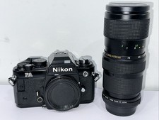   AS IS  Nikon FA Black 35mm SLR film camera body with Vivitar 75-205MM 1:3.8 Lens