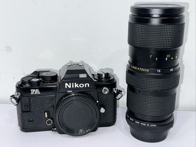 AS IS】Nikon FA Black 35mm SLR film camera body with Vivitar 75