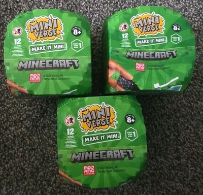 MINECRAFT MINIVERSE MAKE IT MINI SEALED LOT OF 3 CUBES NEW Mojang 2025