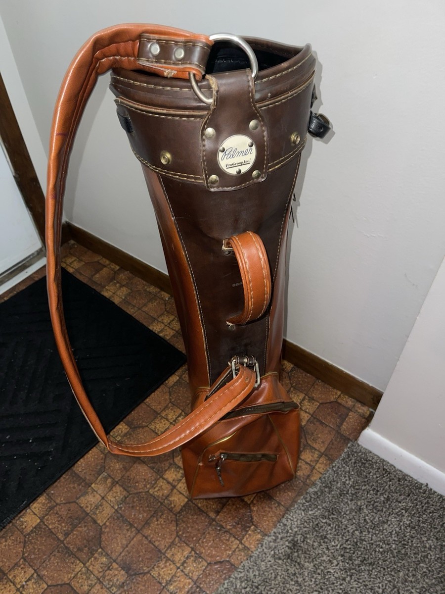 Vintage Arnold Palmer ProGroup Leather Golf Bag Brown Made in USA