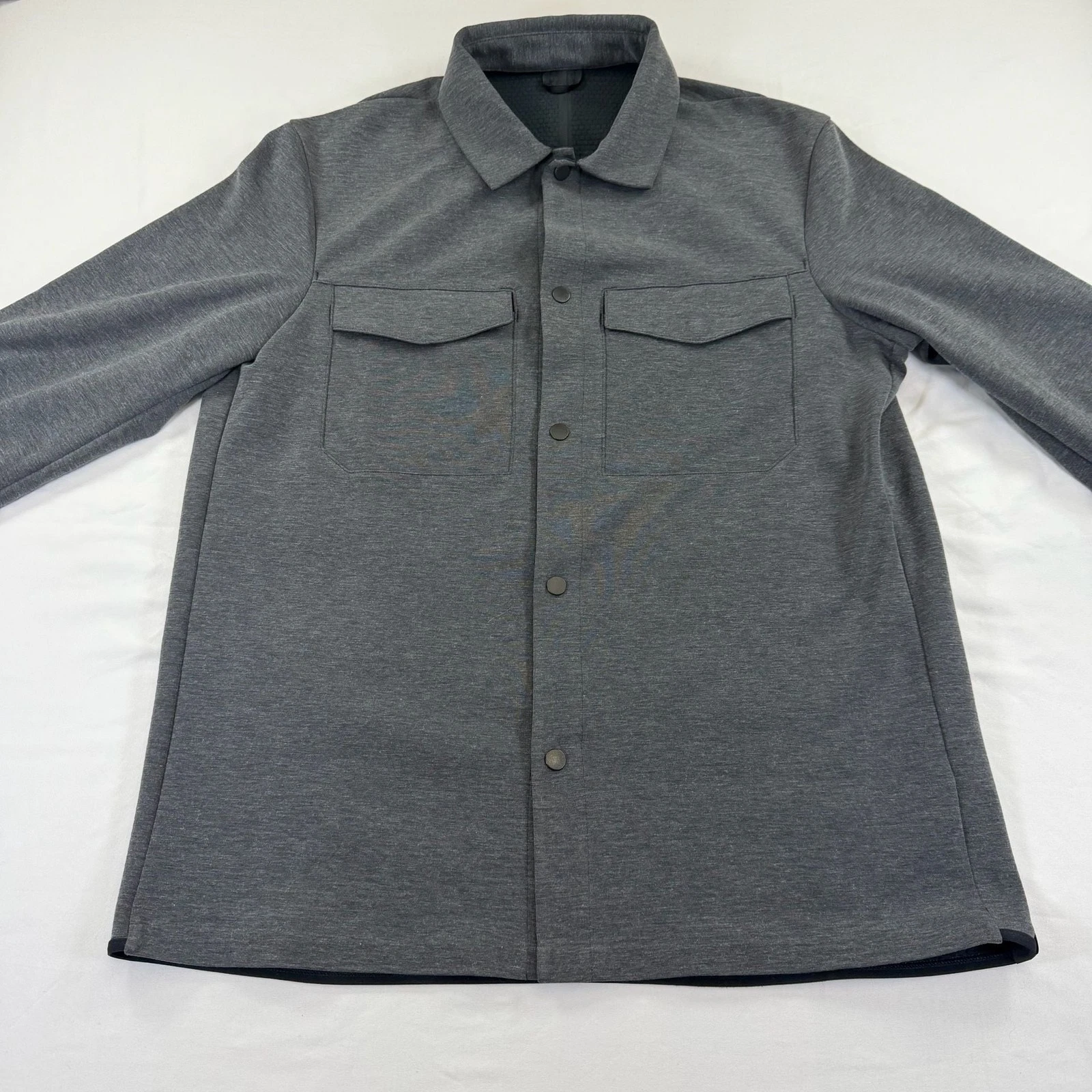 Lululemon Men’s L Gray Knit Overshirt Shacket Snap Front Jacket - product detail image 11