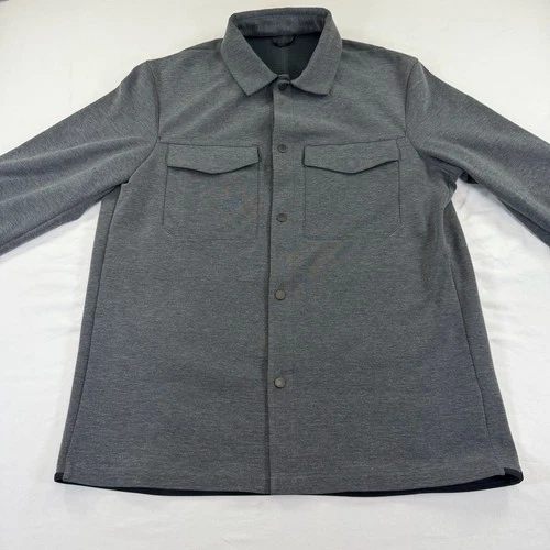 Lululemon Men’s L Gray Knit Overshirt Shacket Snap Front Jacket image 11