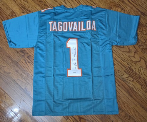 Maglia personalizzata Tua Tagovailoa firmata Dolphins Beckett Rookie - Foto 1 di 6