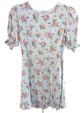 Faithful The Brand Lined Blue Floral  Soft Girl Dress Puff Sleeve  Size 2