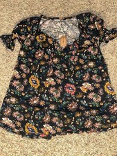 Natural Life Womens Paisley Floral Boho Tunic Top Size XS/S