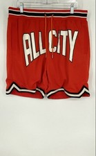 Just Don Mens Red All City Drawstring Basketball Athletic Shorts Size XL