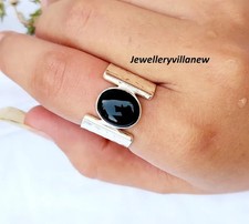 Handmade Black Onyx Ring: 925 Sterling Silver Boho Band Ring All Size