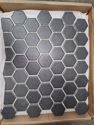 Moroccan Concrete Blue Gray 10 In. X 11 In. Glazed Ceramic Hexagon Mosaic Tile