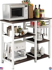 Estante de cocina multifuncional para panadería, estante de 3 niveles, soporte para microondas, negro