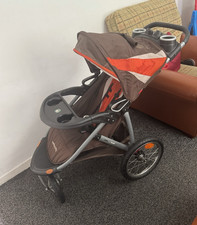 Baby Trend Velocity Single Jogger Pushchair Brown/Orange/Grey Cup Holder Swivel