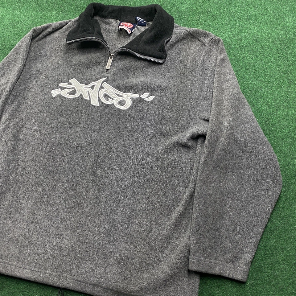 Sudadera De Colección JNCO Polar Para Hombres Pequeña Gris Y2K Suelta Punk 1/4 Cremallera Sudadera Foto 2 de 4