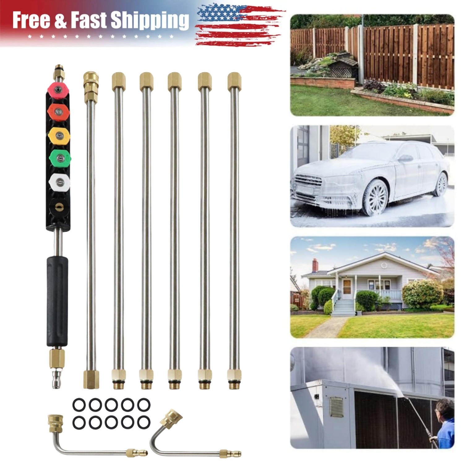 4000PSI High Pressure Washer Extension Wand Set Telescopic L